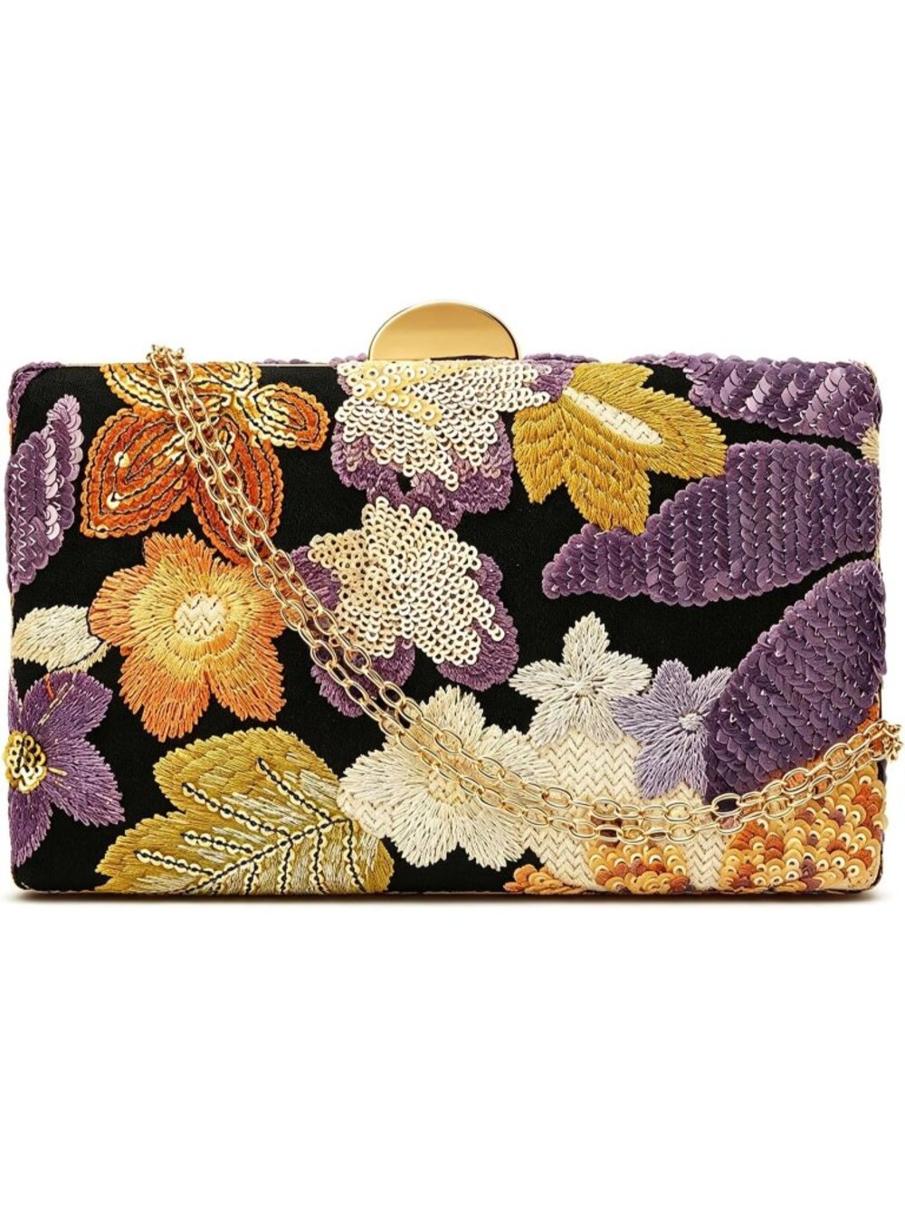〽️Women's Black Embroidered Beaded Sequin Floral Clutch Evening Crossbody Bags